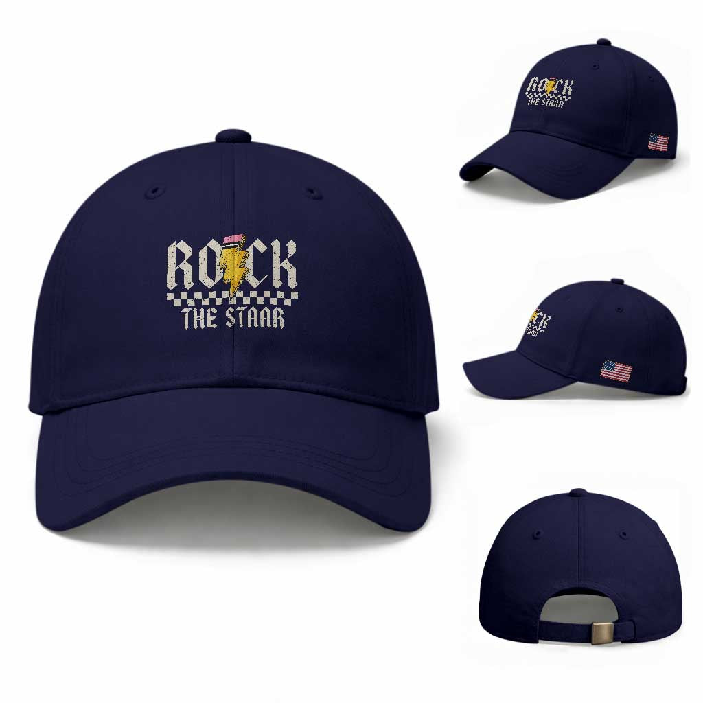 Rock The STAAR Day Baseball Cap Texas Teacher Student Motivational Testing TS02 Baseball Cap Universal Fit Dark Blue Print Your Wear