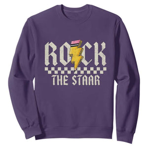 Rock The STAAR Day Sweatshirt Texas Teacher Student Motivational Testing TS02 Purple Print Your Wear