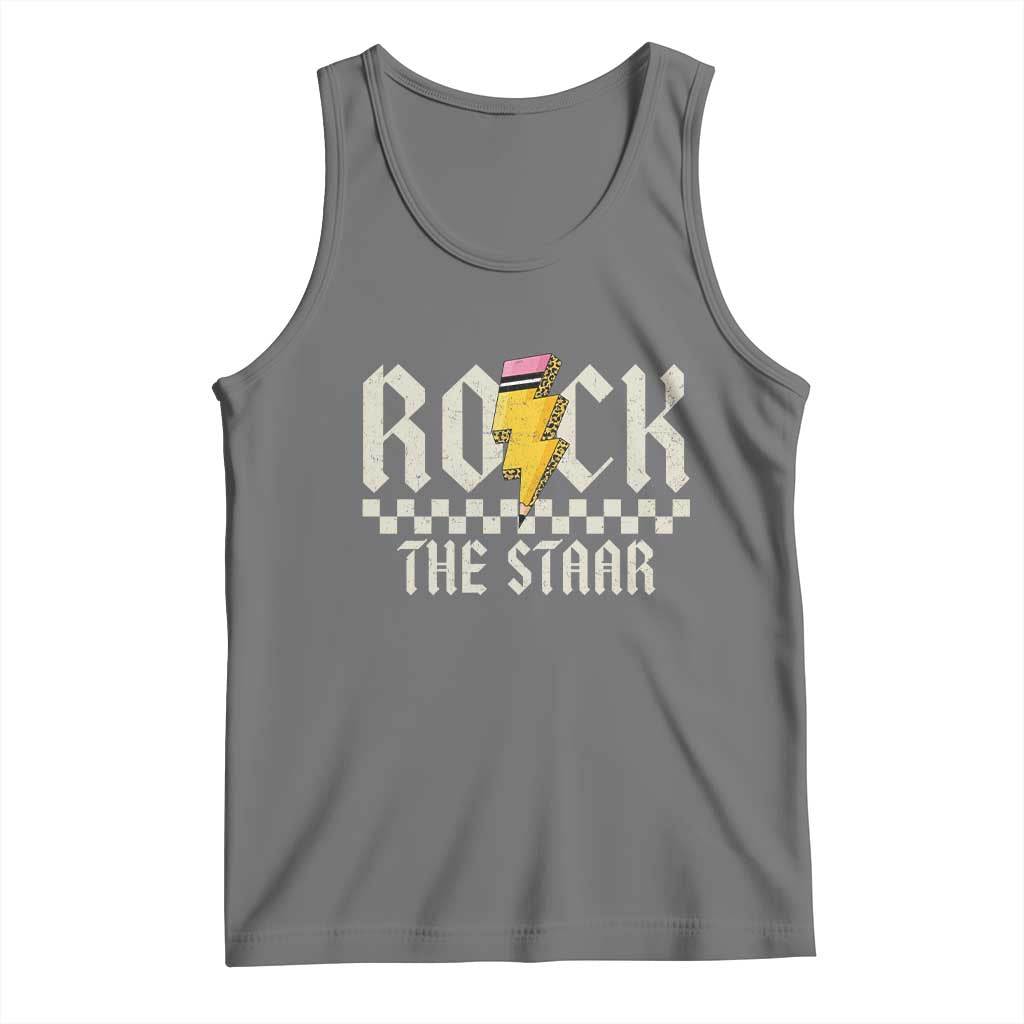 Rock The STAAR Day Tank Top Texas Teacher Student Motivational Testing TS02 Black Heather Print Your Wear