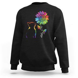 LGBT Ally Cat Sweatshirt Gay Pride Rainbow Sunflower TS02 Black Printyourwear