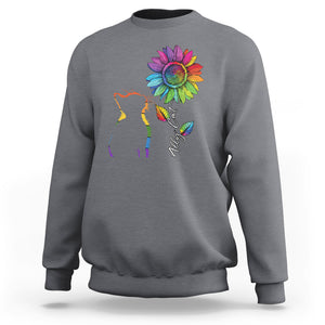 LGBT Ally Cat Sweatshirt Gay Pride Rainbow Sunflower TS02 Charcoal Printyourwear