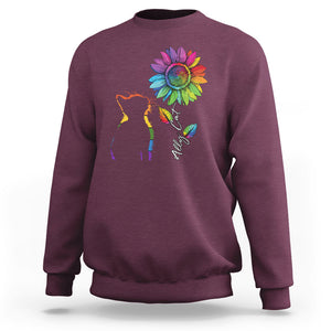 LGBT Ally Cat Sweatshirt Gay Pride Rainbow Sunflower TS02 Maroon Printyourwear