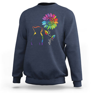 LGBT Ally Cat Sweatshirt Gay Pride Rainbow Sunflower TS02 Navy Printyourwear