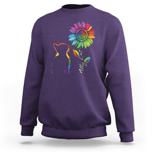 LGBT Ally Cat Sweatshirt Gay Pride Rainbow Sunflower TS02 Purple Printyourwear