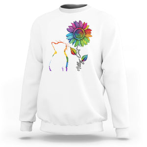 LGBT Ally Cat Sweatshirt Gay Pride Rainbow Sunflower TS02 White Printyourwear