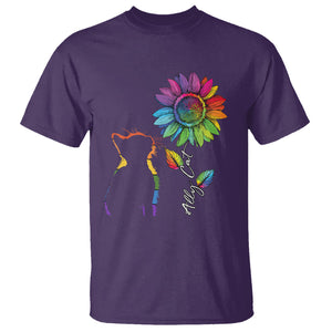 LGBT Ally Cat T Shirt Gay Pride Rainbow Sunflower TS02 Purple Printyourwear
