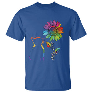 LGBT Ally Cat T Shirt Gay Pride Rainbow Sunflower TS02 Royal Blue Printyourwear