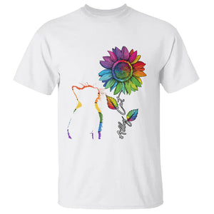 LGBT Ally Cat T Shirt Gay Pride Rainbow Sunflower TS02 White Printyourwear