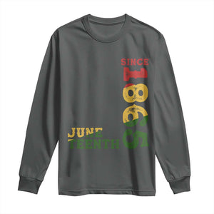 Juneteenth Since 1865 Long Sleeve Shirt Freedom Black History Independence Day TS02 Dark Heather Print Your Wear