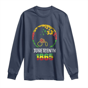 Juneteenth 1865 Long Sleeve Shirt Retro Black Woman Pride TS02 Navy Print Your Wear