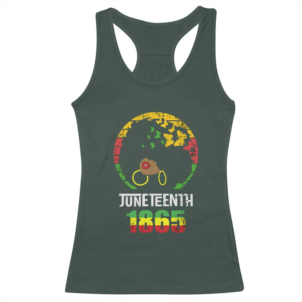 Juneteenth 1865 Racerback Tank Top Retro Black Woman Pride TS02 Dark Forest Green Print Your Wear