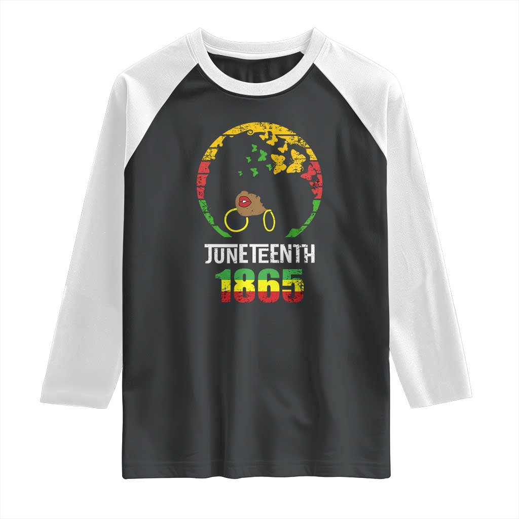 Juneteenth 1865 Raglan Shirt Retro Black Woman Pride TS02 Black White Print Your Wear