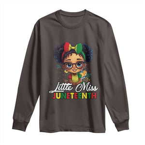 Little Miss Juneteenth Long Sleeve Shirt Since 1865 Black History TS02 Dark Chocolate Print Your Wear