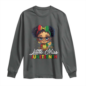 Little Miss Juneteenth Long Sleeve Shirt Since 1865 Black History TS02 Dark Heather Print Your Wear