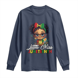 Little Miss Juneteenth Long Sleeve Shirt Since 1865 Black History TS02 Navy Print Your Wear