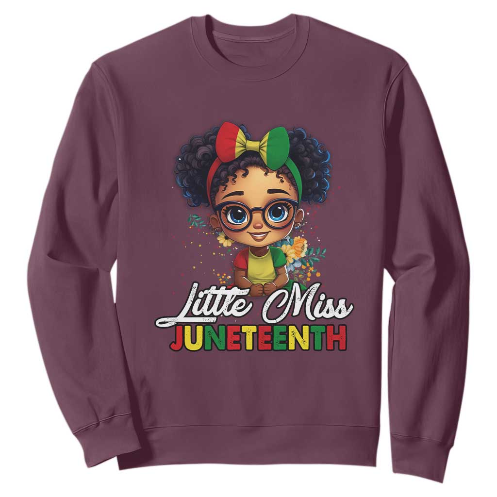 Juneteenth Sweatshirt Little Miss Girl Black History TS02 Maroon Print Your Wear