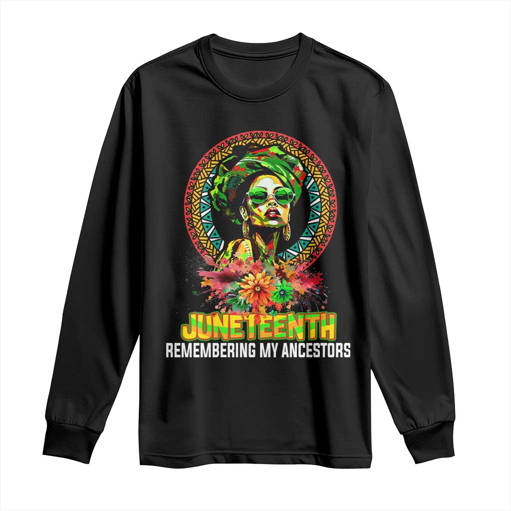 Juneteenth 1865 Long Sleeve Shirt Remembering Ancestors African American Woman TS02 Black Print Your Wear