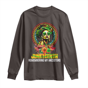 Juneteenth 1865 Long Sleeve Shirt Remembering Ancestors African American Woman TS02 Dark Chocolate Print Your Wear