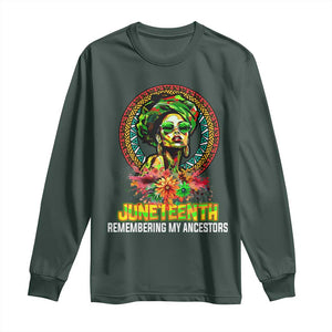 Juneteenth 1865 Long Sleeve Shirt Remembering Ancestors African American Woman TS02 Dark Forest Green Print Your Wear