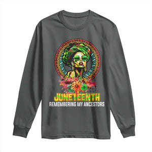 Juneteenth 1865 Long Sleeve Shirt Remembering Ancestors African American Woman TS02 Dark Heather Print Your Wear