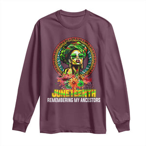 Juneteenth 1865 Long Sleeve Shirt Remembering Ancestors African American Woman TS02 Maroon Print Your Wear