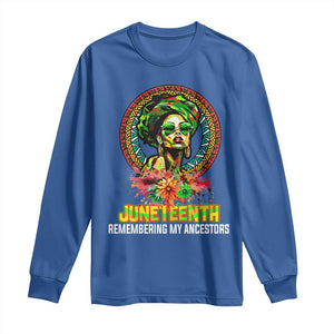 Juneteenth 1865 Long Sleeve Shirt Remembering Ancestors African American Woman TS02 Royal Blue Print Your Wear