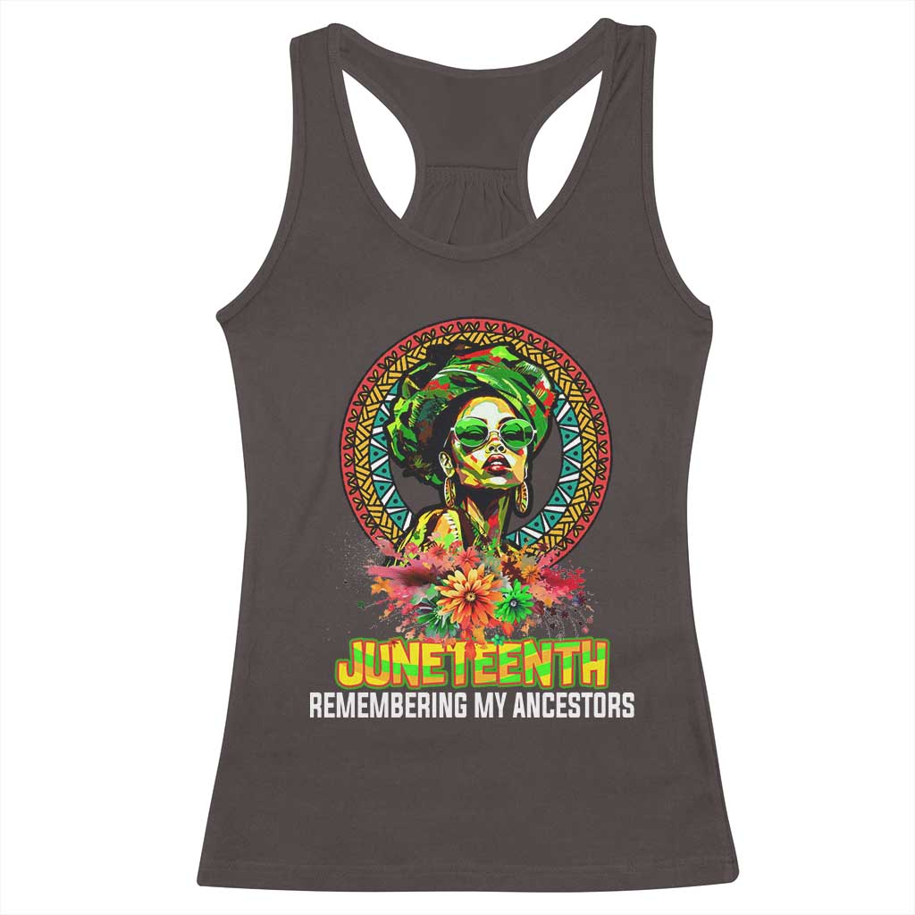 Juneteenth 1865 Racerback Tank Top Remembering Ancestors African American Woman TS02 Dark Chocolate Print Your Wear