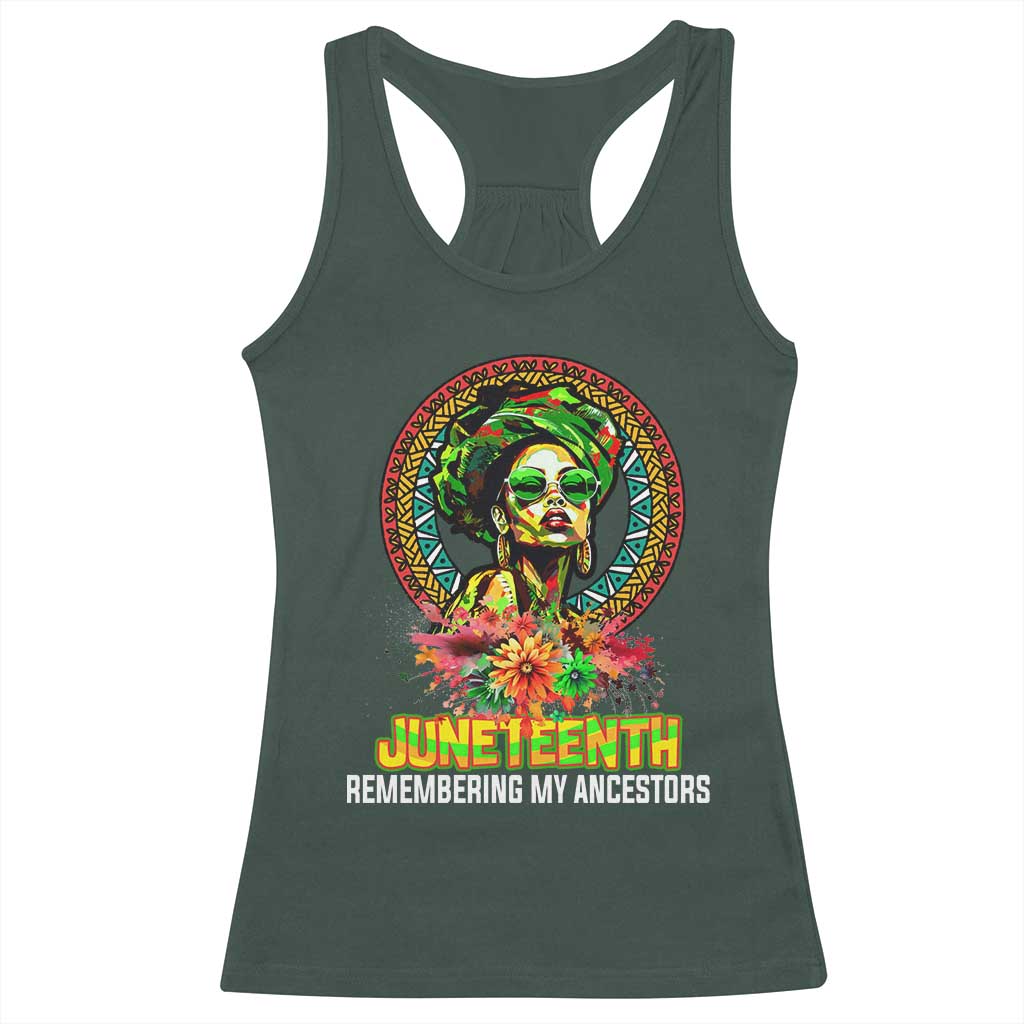 Juneteenth 1865 Racerback Tank Top Remembering Ancestors African American Woman TS02 Dark Forest Green Print Your Wear