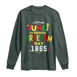 Celebrate Juneteenth 1865 Long Sleeve Shirt Freedom Day Black History Independence TS02 Dark Forest Green Print Your Wear