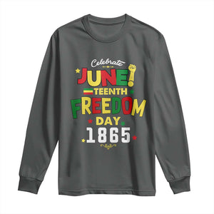 Celebrate Juneteenth 1865 Long Sleeve Shirt Freedom Day Black History Independence TS02 Dark Heather Print Your Wear