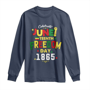 Celebrate Juneteenth 1865 Long Sleeve Shirt Freedom Day Black History Independence TS02 Navy Print Your Wear