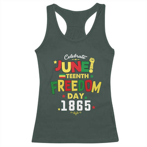Celebrate Juneteenth 1865 Racerback Tank Top Freedom Day Black History Independence TS02 Dark Forest Green Print Your Wear