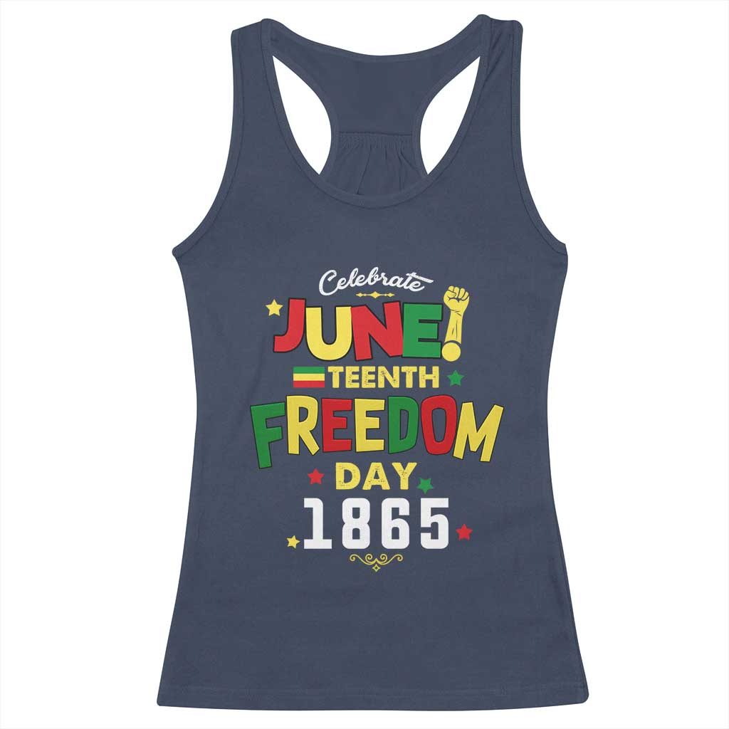 Celebrate Juneteenth 1865 Racerback Tank Top Freedom Day Black History Independence TS02 Navy Print Your Wear