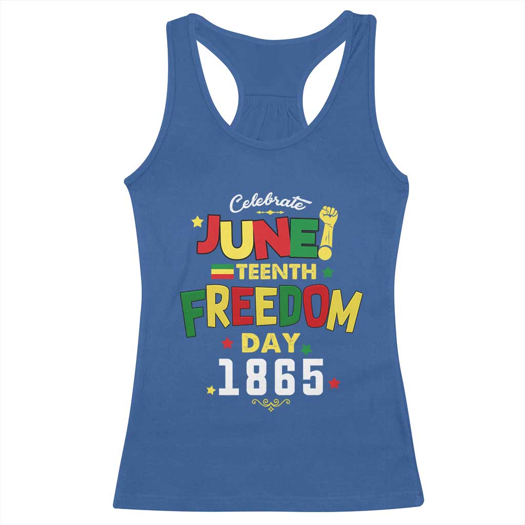 Celebrate Juneteenth 1865 Racerback Tank Top Freedom Day Black History Independence TS02 Royal Blue Print Your Wear