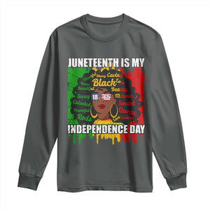 Juneteenth Is My Independence Day Long Sleeve Shirt Since 1865 African American Woman TS02 Dark Heather Print Your Wear