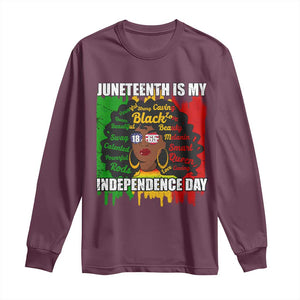 Juneteenth Is My Independence Day Long Sleeve Shirt Since 1865 African American Woman TS02 Maroon Print Your Wear