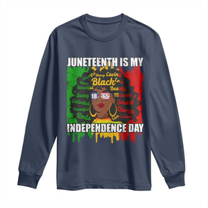 Juneteenth Is My Independence Day Long Sleeve Shirt Since 1865 African American Woman TS02 Navy Print Your Wear