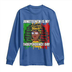 Juneteenth Is My Independence Day Long Sleeve Shirt Since 1865 African American Woman TS02 Royal Blue Print Your Wear