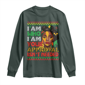 Black Queen Pride Long Sleeve Shirt I Am Who I Am Your Approval Isn't Needed TS02 Dark Forest Green Print Your Wear