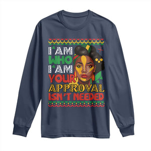 Black Queen Pride Long Sleeve Shirt I Am Who I Am Your Approval Isn't Needed TS02 Navy Print Your Wear