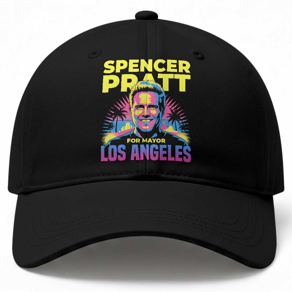 Spencer Pratt for Mayor Los Angeles Synthwave Graphic Baseball Cap Retro Neon California Supporter TS02 Print Your Wear