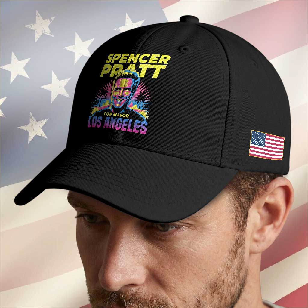 Spencer Pratt for Mayor Los Angeles Synthwave Graphic Baseball Cap Retro Neon California Supporter TS02 Print Your Wear