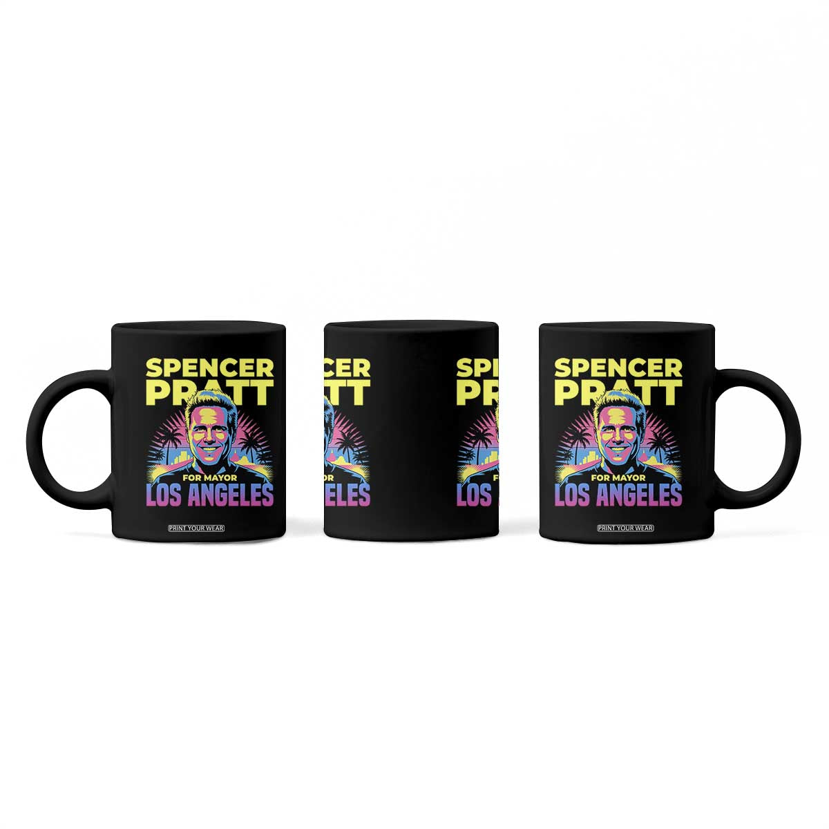 Spencer Pratt for Mayor Los Angeles Synthwave Graphic Coffee Mug Retro Neon California Supporter TS02 Print Your Wear