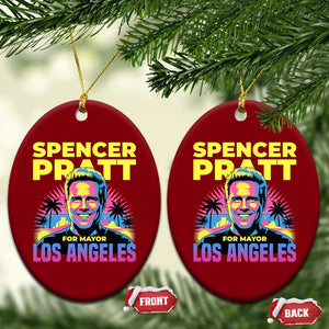 Spencer Pratt for Mayor Los Angeles Synthwave Graphic Ceramic Ornament Retro Neon California Supporter TS02 Print Your Wear