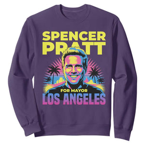 Spencer Pratt for Mayor Los Angeles Synthwave Graphic Sweatshirt Retro Neon California Supporter TS02 Purple Print Your Wear