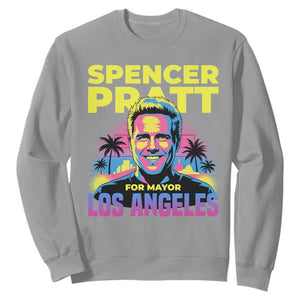 Spencer Pratt for Mayor Los Angeles Synthwave Graphic Sweatshirt Retro Neon California Supporter TS02 Sport Gray Print Your Wear