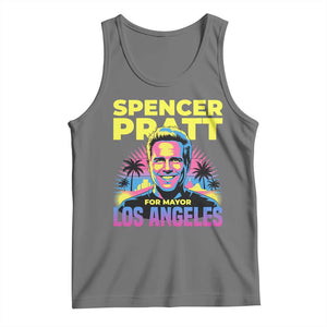 Spencer Pratt for Mayor Los Angeles Synthwave Graphic Tank Top Retro Neon California Supporter TS02 Black Heather Print Your Wear