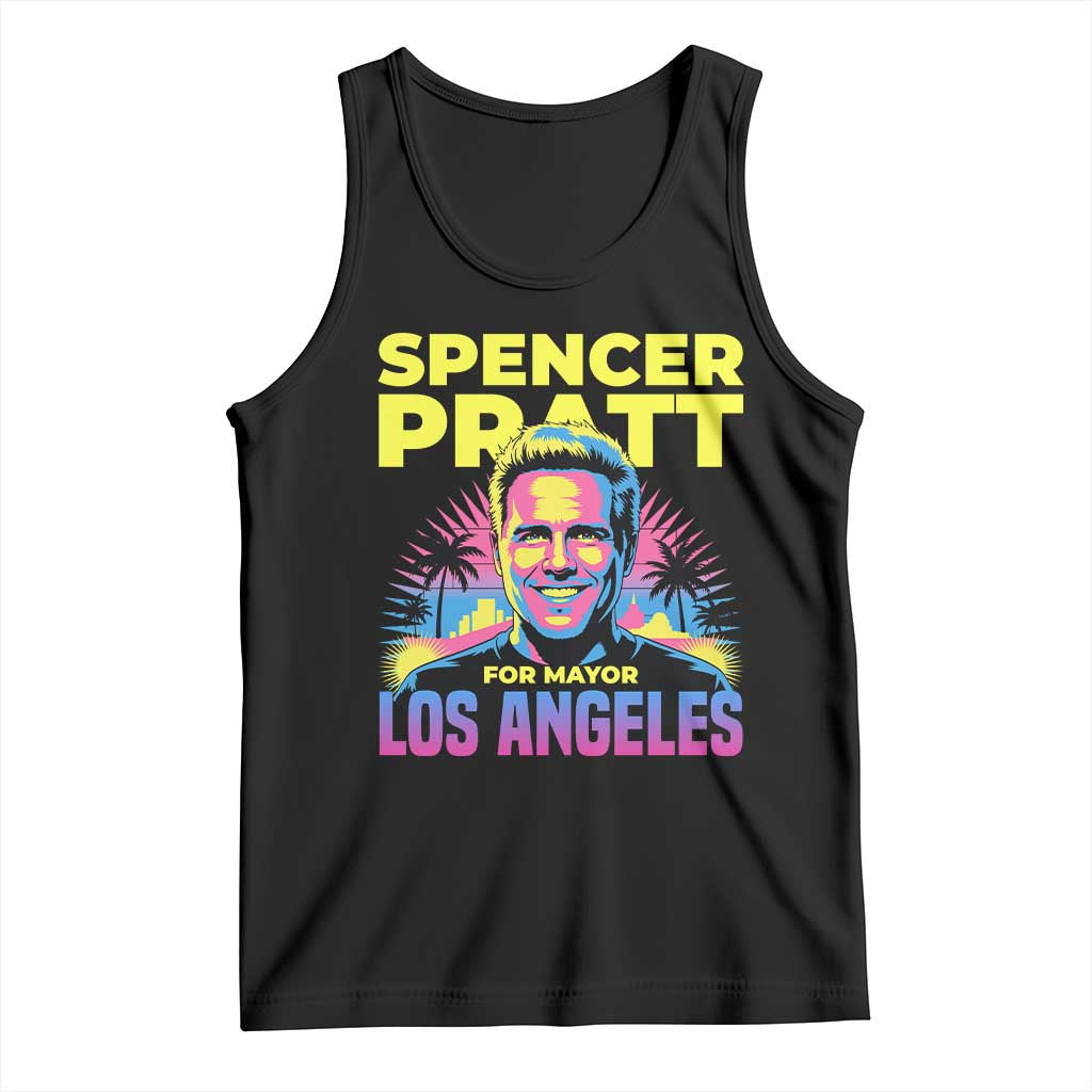 Spencer Pratt for Mayor Los Angeles Synthwave Graphic Tank Top Retro Neon California Supporter TS02 Black Print Your Wear