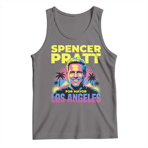 Spencer Pratt for Mayor Los Angeles Synthwave Graphic Tank Top Retro Neon California Supporter TS02 Deep Heather Print Your Wear