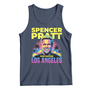 Spencer Pratt for Mayor Los Angeles Synthwave Graphic Tank Top Retro Neon California Supporter TS02 Navy Print Your Wear